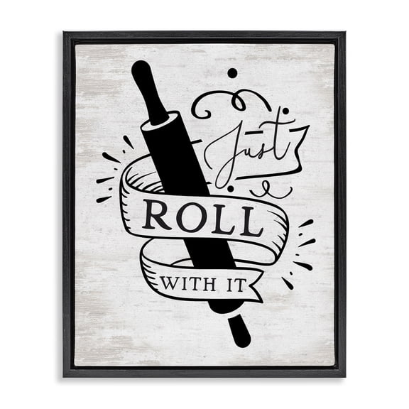 Stupell Industries Cottage Roll With It Kitchen Black Floating Frame Canvas Art, 17 x 21, by Lettered and Lined