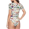 thumbnail image 4 of Easygdp Alpaca Flower Women's One-Piece Swimsuit Slim Fit Crew Neck Bodysuit Athletic Swimwear with Concealed Buckle - Small, 4 of 9