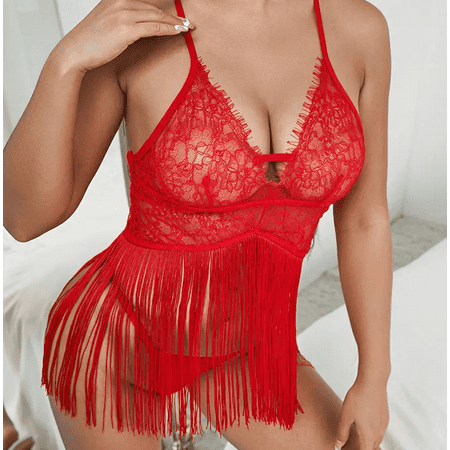 

Womens Erotic Bralete Lace Lingerie Bodysuit Crotchless Underwear Nightwear
