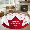 thumbnail image 2 of Red Canada Day Round Rug 7ft Washable Circle Rugs Non Slip Modern Abstract Art Leaves Large Area Rug Indoor Floor Carpet for Bedroom Kitchen Living Room Home Office Dining Room Nursery, 2 of 8