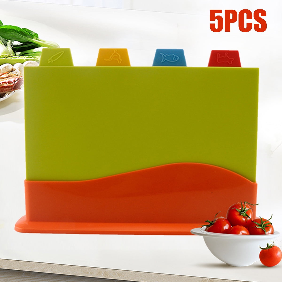4 Coloured Chopping Board Set Nonslip Index Cutting Boards With