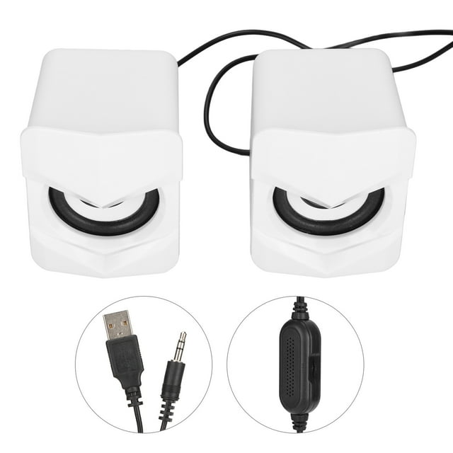 Altavoz de computadora con cable USB, minialtavoz multimedia de escritorio para PC, monitor, teléfono móvil, portátil, estilo común, blanco