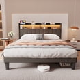 thumbnail image 6 of Asofer Queen Bed Frame With  RGB LED Smart RGB LED Lights & Charging Station, No Box Spring & Wood Slats, Gray, 6 of 11