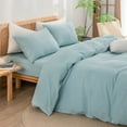 thumbnail image 6 of BESTOUCH Duvet Cover Set King 100% Washed Cotton Linen Feel Soft Chic Lightweight 3Pcs (Hushed Green, 104"x90"), 6 of 8