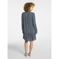 thumbnail image 3 of Time and Tru Women's Ruffle Trim Mini Shirtdress with Long Sleeves, Sizes XS-XXXL, 3 of 4