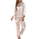 thumbnail image 1 of Conjunto de pijama para mujer, 2 piezas, ropa de descanso, manga larga, pantalones superiores, ropa de poliéster, champán M, 1 of 6