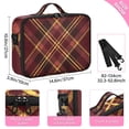 thumbnail image 3 of Large Travel Artist Makeup Bag With Adjustable Dividers &12 Brush Slots Portable Cosmetic Organizer Plaid in Dark Red, 3 of 7