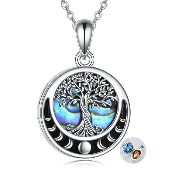 JUSORA Tree of Life Locket Necklace 925 Sterling Silver Picture Locket Necklace Tree of Life Jewelry Gifts for Women Men