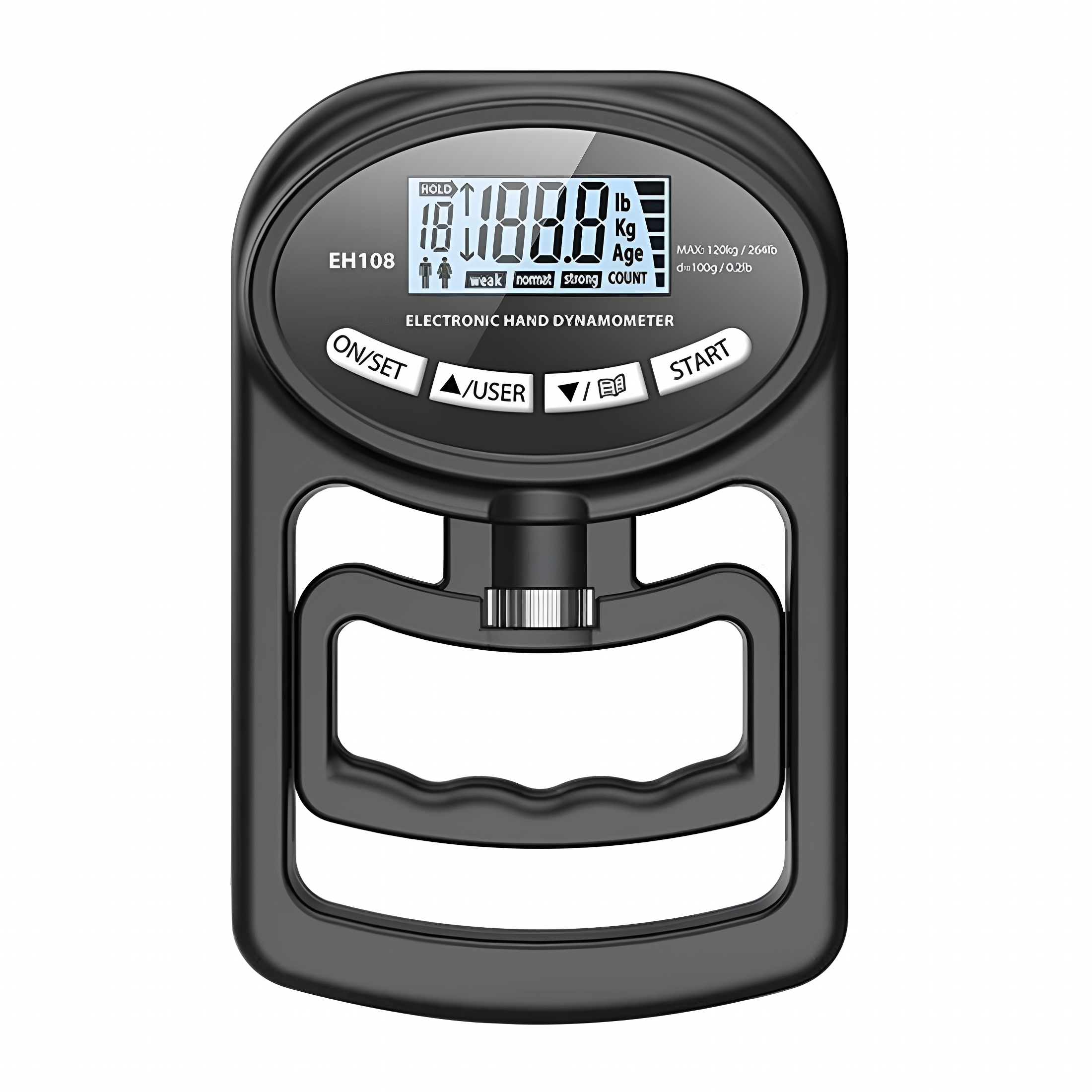 GJX 2026 New Electric Grip Strength Tester Led Display Hand Grip Dynamometer Adjustable Gripper Trainer Handheld Grip Measurement Meter Hand Grip Power Strengthener Exerciser Black