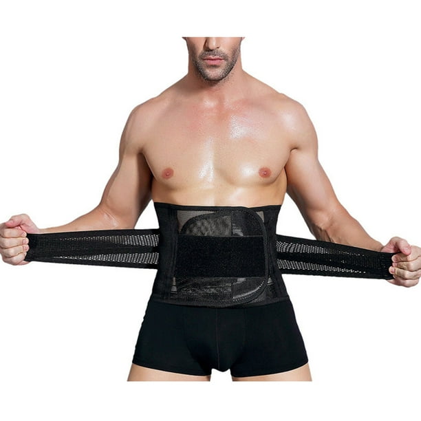 relayinert nowear Mens Thin Abdomen Beer Belly Belt Sports Wasit abdomen  belt Elastic Waist Trimmer Belt Black XL 