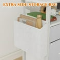 thumbnail image 6 of 2 Fabric Drawer File Cabinet with 24'' Extended Desktop, Mobile Filing Cabinet, Rolling File Cabinet with Side Bag, Fits A4 Size, Home Office, White, 6 of 14