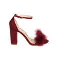 thumbnail image 2 of HOTSOLES FI00 Women Faux Suede Open Toe Feathered Chunky Heel Sandal, 2 of 5