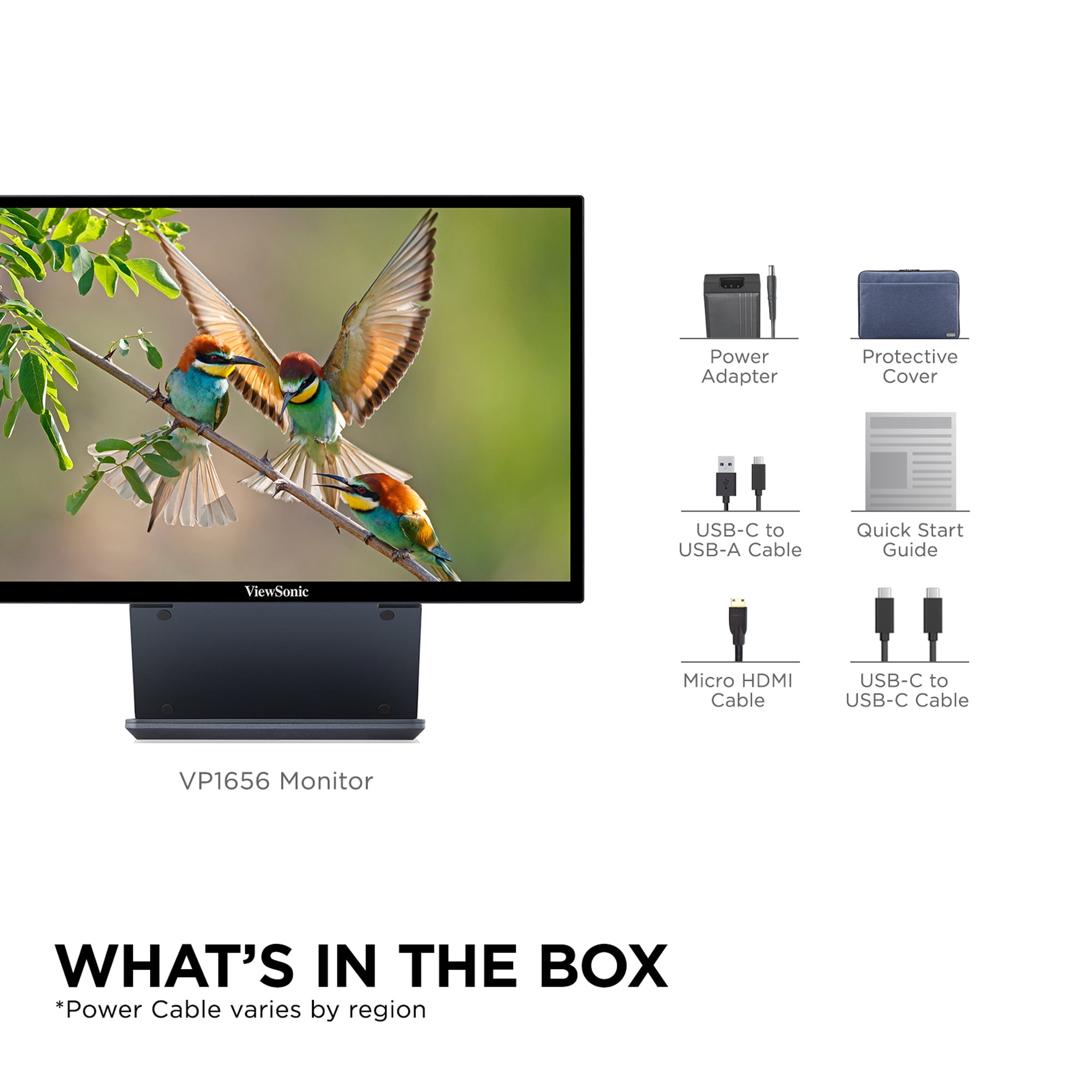ViewSonic VP1656 15.6" FHD IPS Portable Monitor with 2 Way Powered USB C