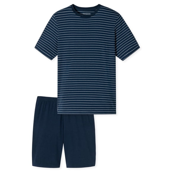 SCHIESSER Pijama corto de hombre - Casual Essentials, cuello redondo, algodón Azul oscuro M (Medium)