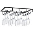 thumbnail image 1 of Estante para copas de vino debajo del gabinete, soporte de metal, organizador de copas de vino, colgador de almacenamiento para bar, cocina, negro, 4 filas, 1 of 5