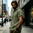 thumbnail image 6 of SHTXOZHI Mens Beach Outerwear Vests Short Sleeve V-Neck Hooded Tops Casual Vacation Comfortable Summer Jackets, 6 of 9