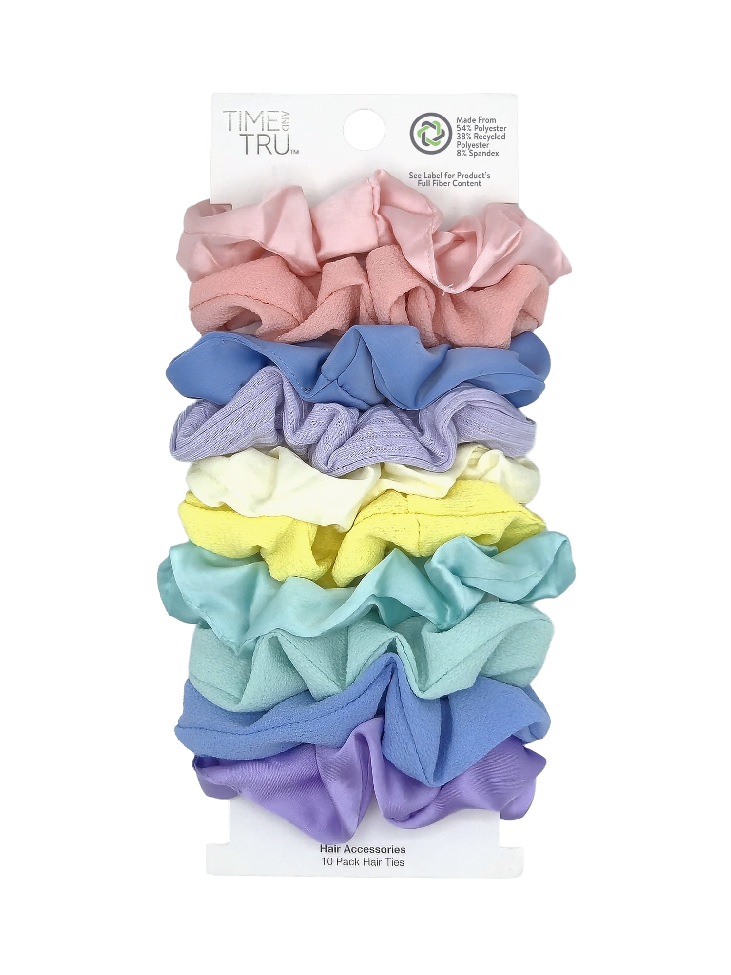 Time and Tru Women's Hair Ties, 10-Pack, Pastel