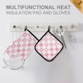 thumbnail image 4 of Yayeee Oven Mitts and Pot Holder Set of 2 Heat Resistant Kitchen Gloves Baking Hot Pad, Pink Checkered Heart, 4 of 5