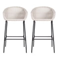 thumbnail image 2 of Ladd Outdoor Metal Wicker Barstool, Light Gray Faux Rattan with Black Iron Frame, 29.5-Inch Height, Set of 2 for Patio, Deck or Bar Counters, 2 of 9