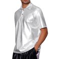 thumbnail image 4 of INSPIRE CHIC Shiny Polo Shirt for Men's Collar Neck Short Sleeves Sparkle Club Party T-Shirts, 4 of 5