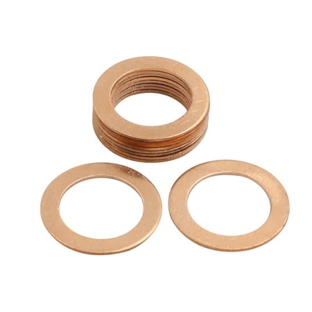 10 Pcs Copper Tone Parts Gasket Sealing Rings 20mm Inner Diameter for Car