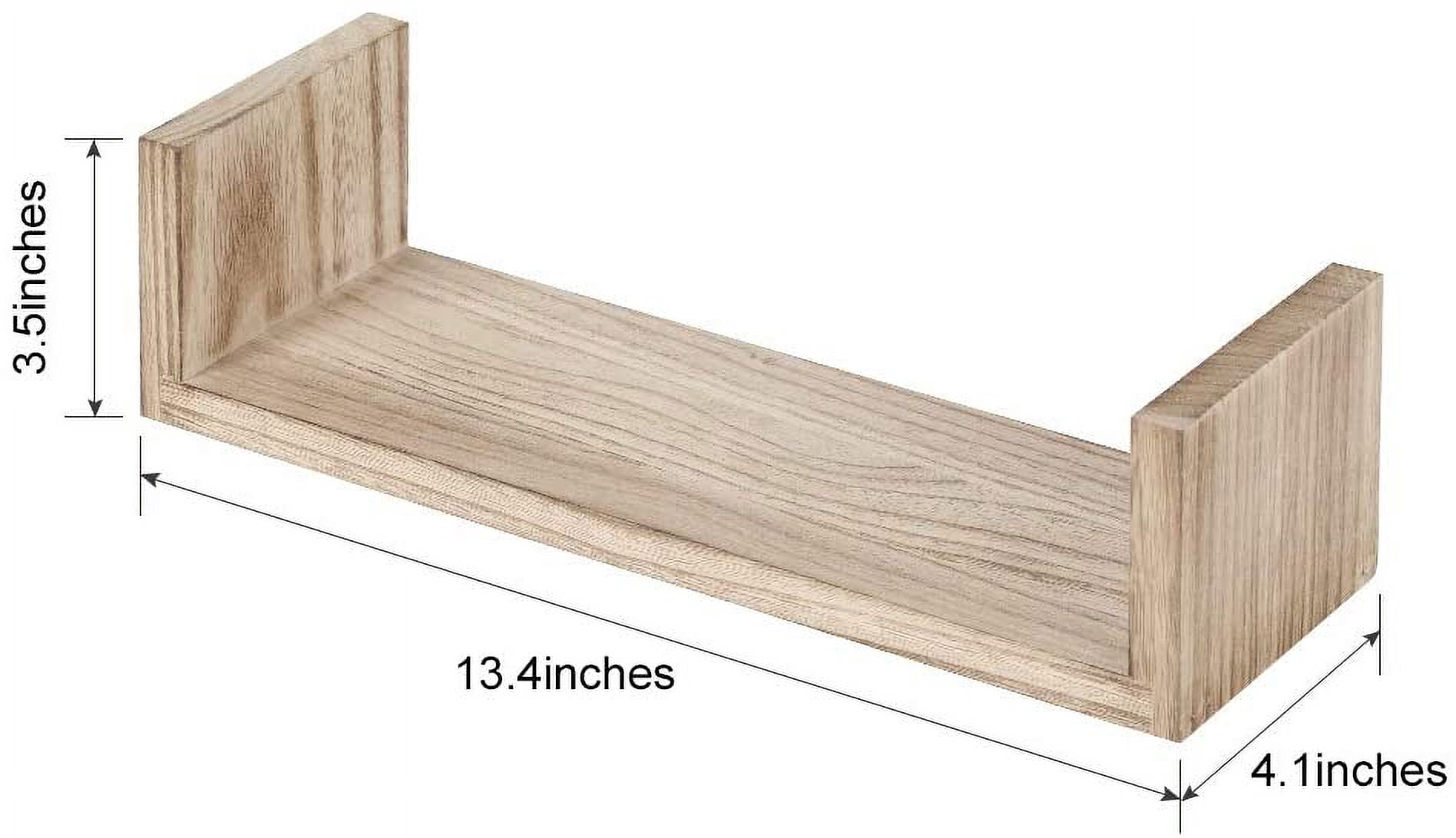 LIANTRAL NEX 2 Pack U Shape Wood Floating Shelf with Magnetic Key Holder