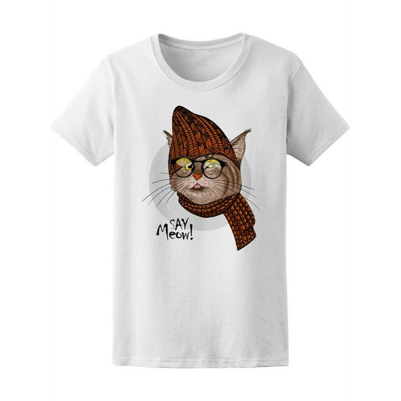 Smiley Cat With Brown Hat Tee Women's -Image by Shutterstock