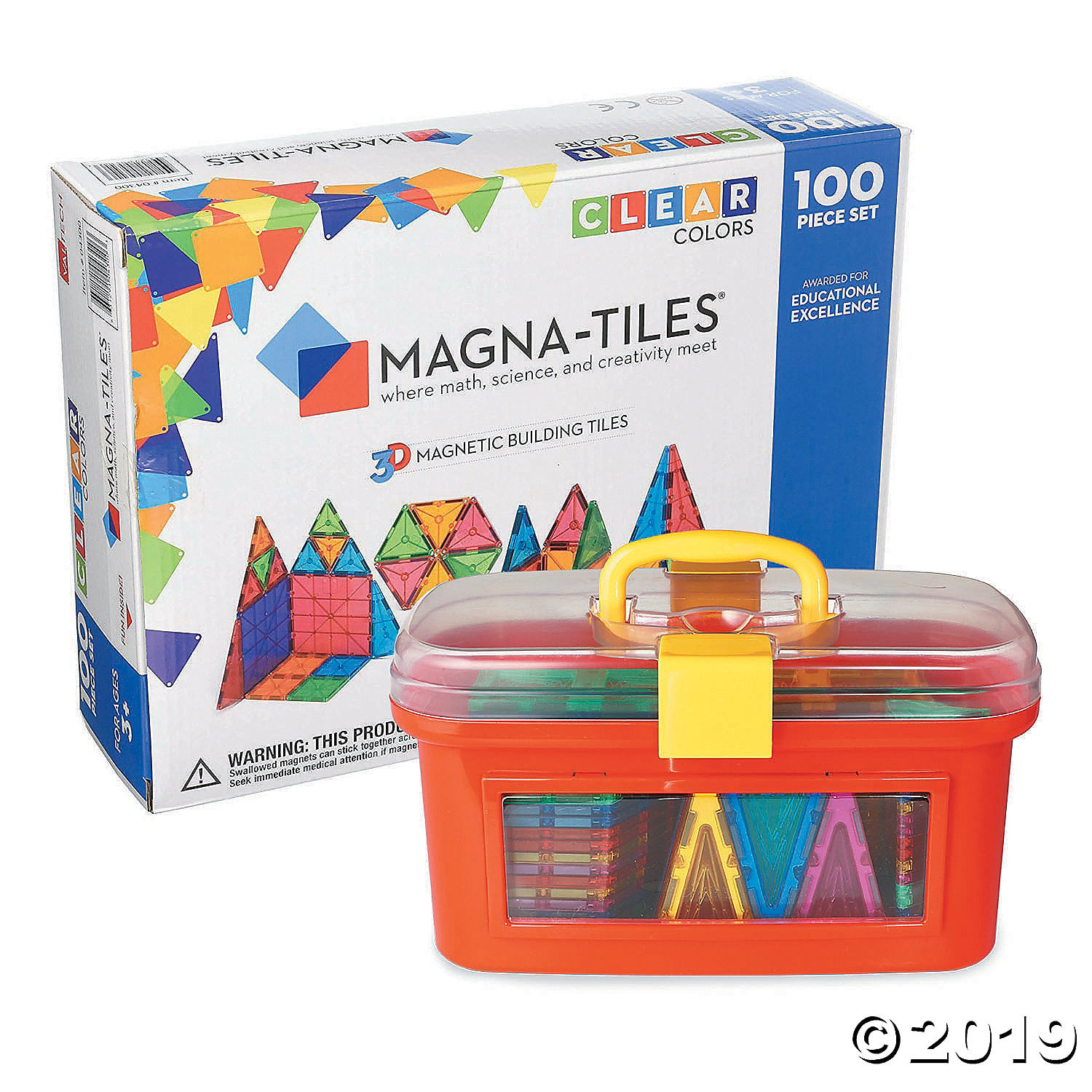 Educational Toy for Boys and Girls Storage Box IgenToys Magnetic Blocks for Kids: Includes 100 Colorful Magnetic Tiles and Building Booklet 100 PCS