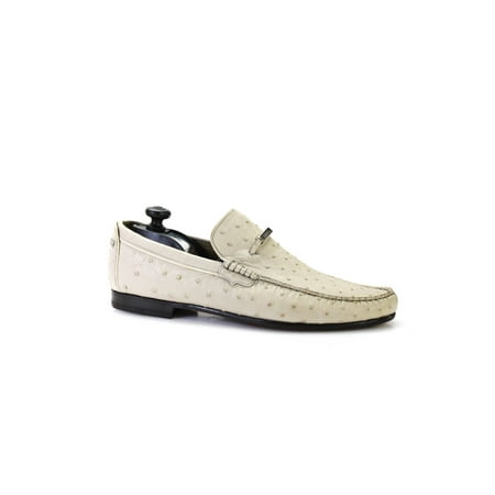 

Pre-owned|Tardini Men s Slip On Ostrich Logo Plate Loafers Shoes Beige Size 8