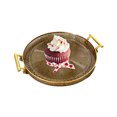 thumbnail image 5 of Round Serving Tray, Gold Round Fruit Plate Double Ear Tray, Clear Serving Tray Decorative Trays For Living Room, Bathroom, Kitchen, Snack Coffee Bread Fruit, 5 of 8