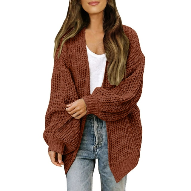 TINZ Cardigan Léger à Manches Longues Ouvert pour Femmes, Tricoté, Léger, avec Capuche