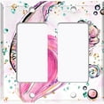 thumbnail image 2 of Metal Light Switch Wall Plate Outlet Cover (Mermaid Seahorse Pattern Glitter Print Pastel - Double Rocker), 2 of 2