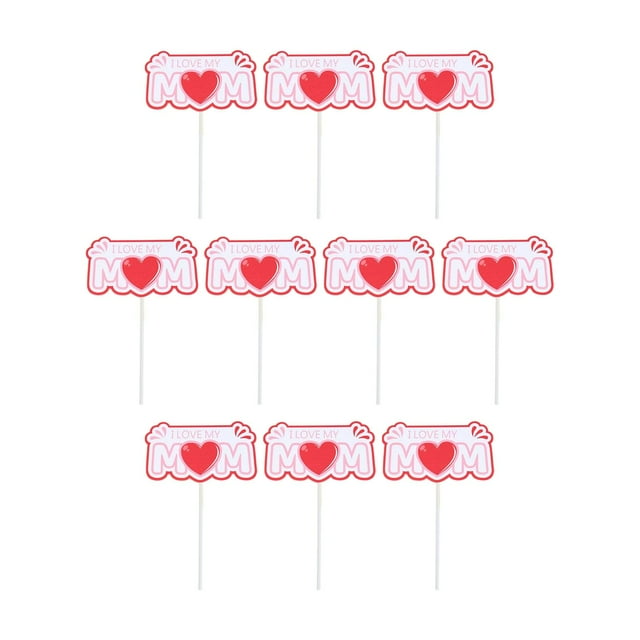 10 piezas de adornos para cupcakes con texto "Happy Cake Topper", decoración para hornear, adornos de papel para cupcakes DIY amar a mamá