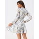 thumbnail image 4 of Mini vestido de chifón de manga larga semitransparente con cuello en V y cuello en V para mujer de verano 2023 Blanco L, 4 of 6