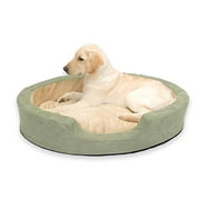 K&H PET PRODUCTS Thermo Oval Snuggly Sleeper, Sage, Medium (20" x 26")