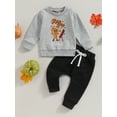 thumbnail image 2 of Bagilaanoe 2PCS Toddler Baby Boy Long Pants Set Letter Print Long Sleeve Sweatshirt Pullover Tops + Sweatpants 6M 12M 18M 24M 3T Kids Casual Sweatsuits, 2 of 8