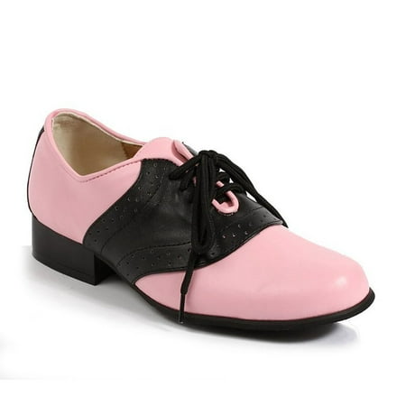 Image of ELLIE 105-SADDLE 1 Heel Women Saddle Shoe Lace Up Oxford 50 s Costume Shoes