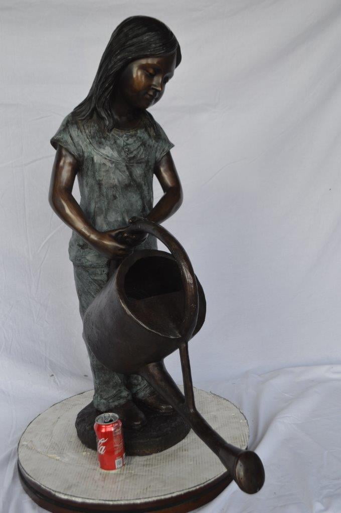 Nifao Girl Gardening Outdoor Fountain Statue, Bronze Garden Water Feature Sculpture for Patio & Garden – Outdoor Garden Decor Sculpture, 27"L x 14"W x 41"H