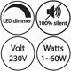 thumbnail image 4 of Regulador de intensidad de luz, interruptor giratorio con 220-230 V blanco, botón pulsador para LED regulable, 4 of 4