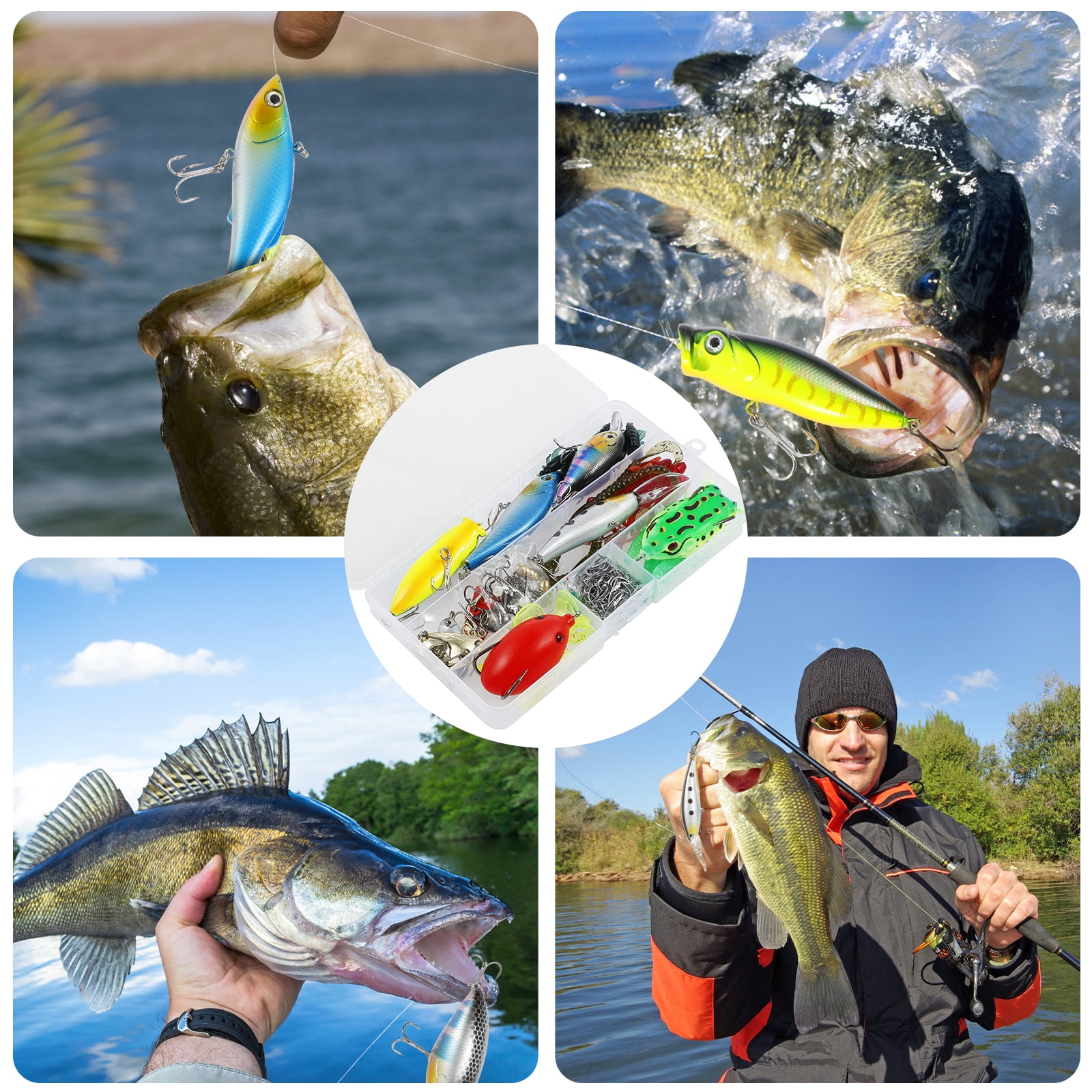 Lzvxtym Fishing Lures,Fishing Lures Kit,Fishing Bait Lure Set for Saltwater Freshwater,with Tackle Box,164Pcs