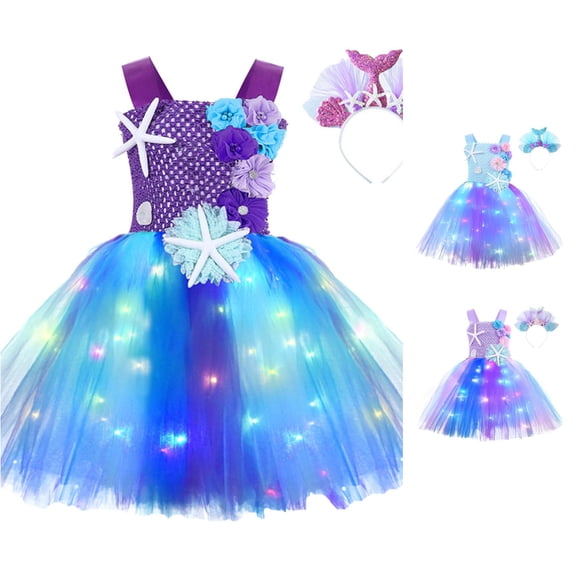 HNMKIU Halloween for Girls Toddler Kids Girls Halloween Historical LED Light Dress Hairband Outfits PP2 - 12-24 Months