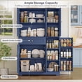 thumbnail image 2 of Homfa Kitchen Pantry Storage Cabinet, 68" Food Pantry Cabinet with Drawer and Door Shelf, 6 Door Freestanding Cupboard Buffet for Dining Room, Blue, 2 of 8