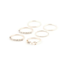 Claire's Women's Rose Gold Love Rings, Assorted Set, Size 7, 6 Pack, 06897