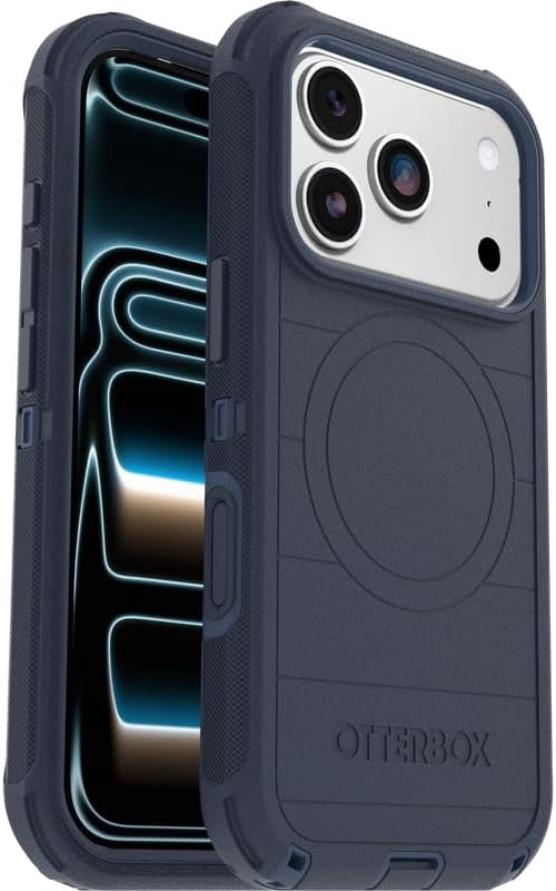 OtterBox iPhone 17 Pro (Only) Bundle: Defender Series Case & Screen Protector - Blue Sentiment - Case Only - Snaps on MagSafe - Tough - Rugged & Durable