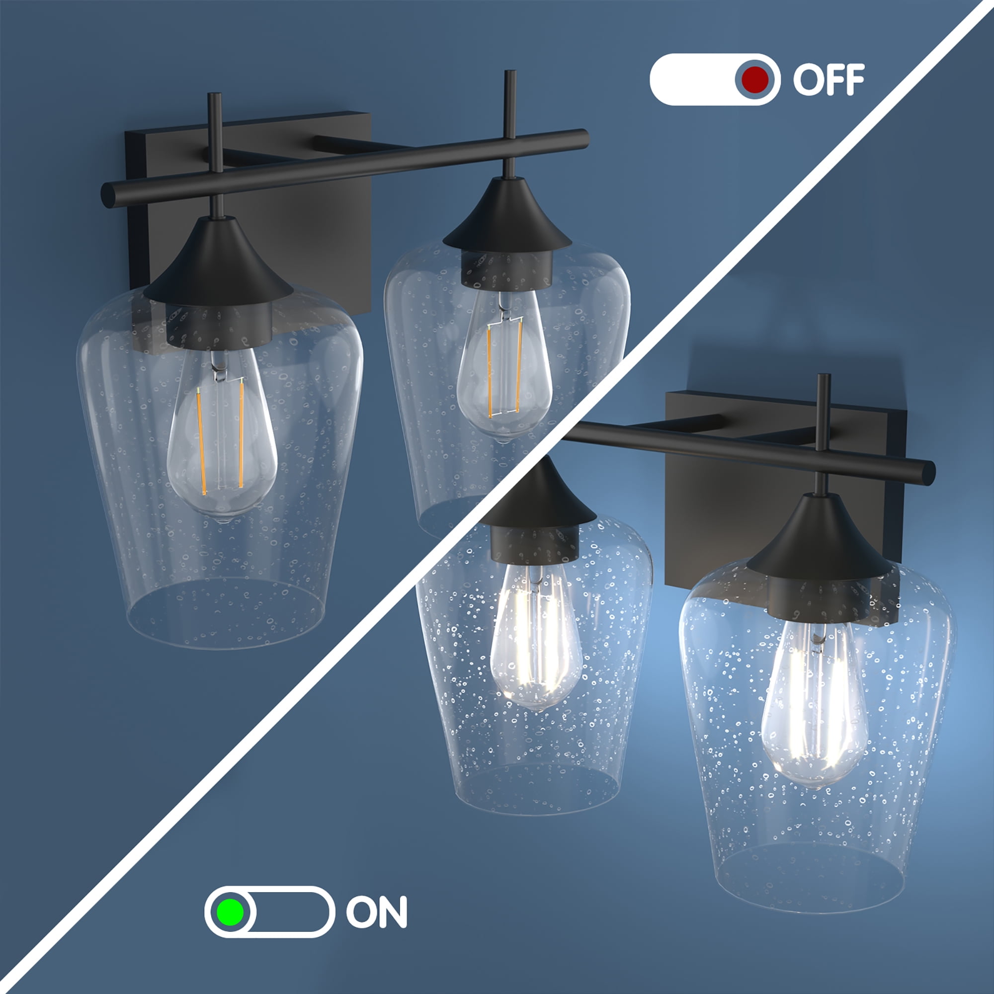 Costway 2-Light Wall Sconce Modern Bathroom Vanity Light Fixtures with Clear Glass Shade