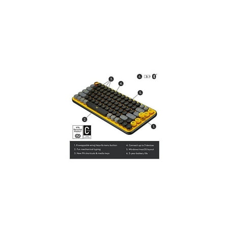 Logitech - POP Keys Wireless Mechanical Tactile Switch Keyboard for Windows/Mac with Customizable Emoji Keys - Daydream Mint (Purple)