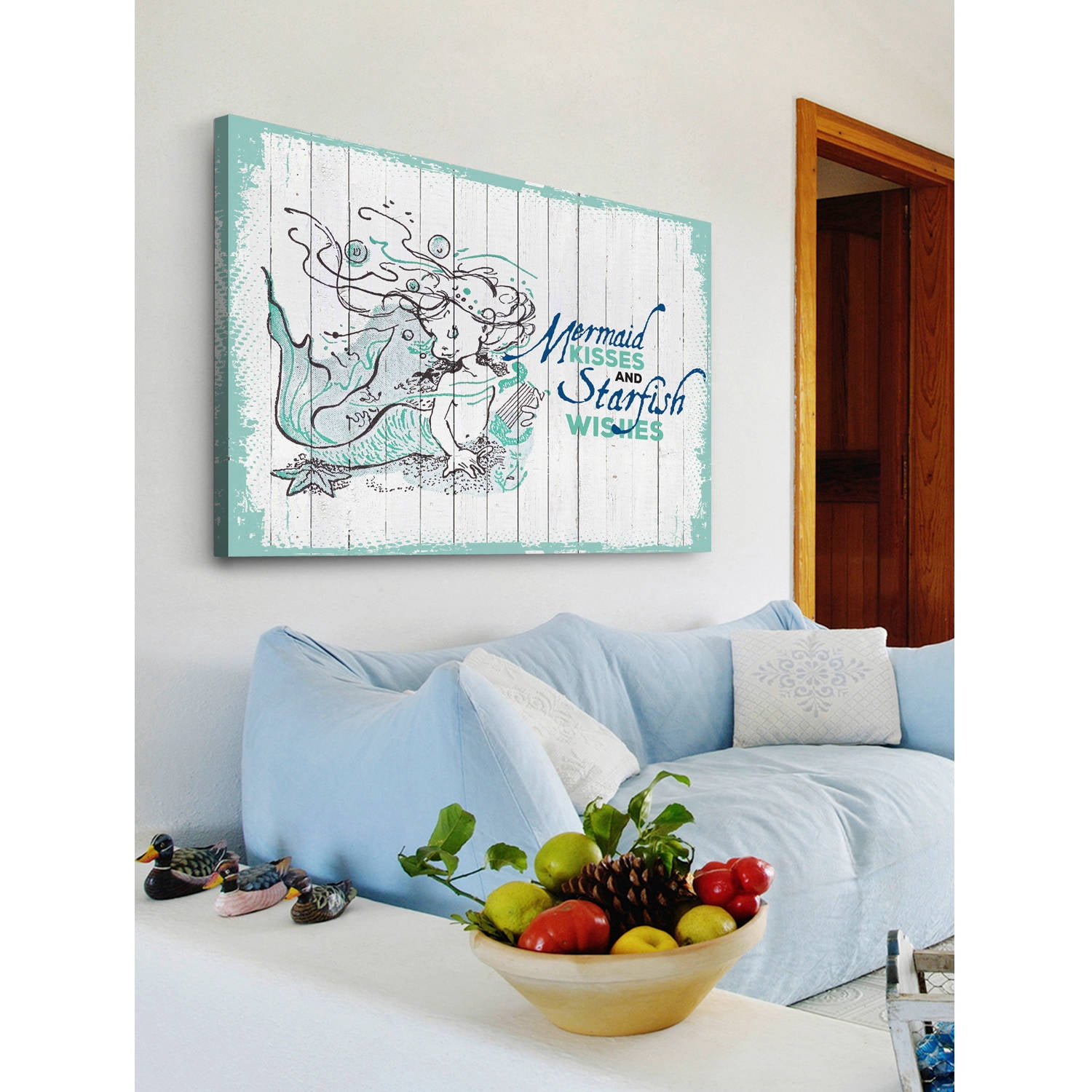"Mermaid Kisses 2" Painting Print on Wrapped Canvas