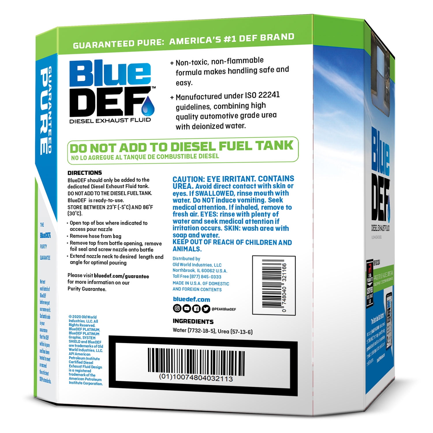 BlueDEF Diesel Exhaust Fluid Synthetic Urea Deionized Water 2.5 Gallon 4 Pack 