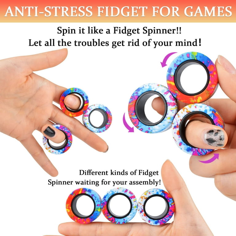 9Pcs Magnetic Rings Fidget Toy Set, Idea ADHD Fidget Toys for Adult, Fidget  Magnets Spinner Rings for Anxiety Relief, Great Gift for Adults Teens Kids  