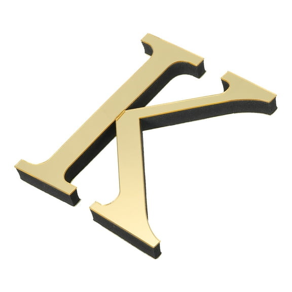 Uxcell 3D Acrylic Alphabet Mirror Wall Stickers Letter K Self Adhesive Letter Sign for Home Decoration Light Gold